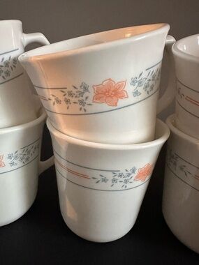 8 x Vintage Corning Cups, Corelle, Apricot Grove Design, Retro,